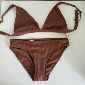 Aerie Chocolate Ribbed Bikini Set
